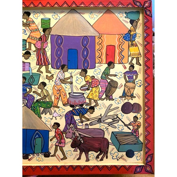 African Painting Johannesburg Rosebank Market Activities 2011 Signed Tendai - Picture 4 of 13